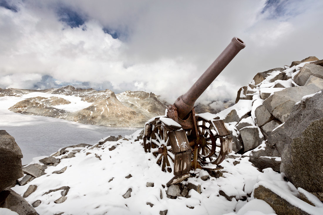 Gruppo Adamello, Cresta Croce, cannone 149 G italiano sparava sul Corno di Cavento