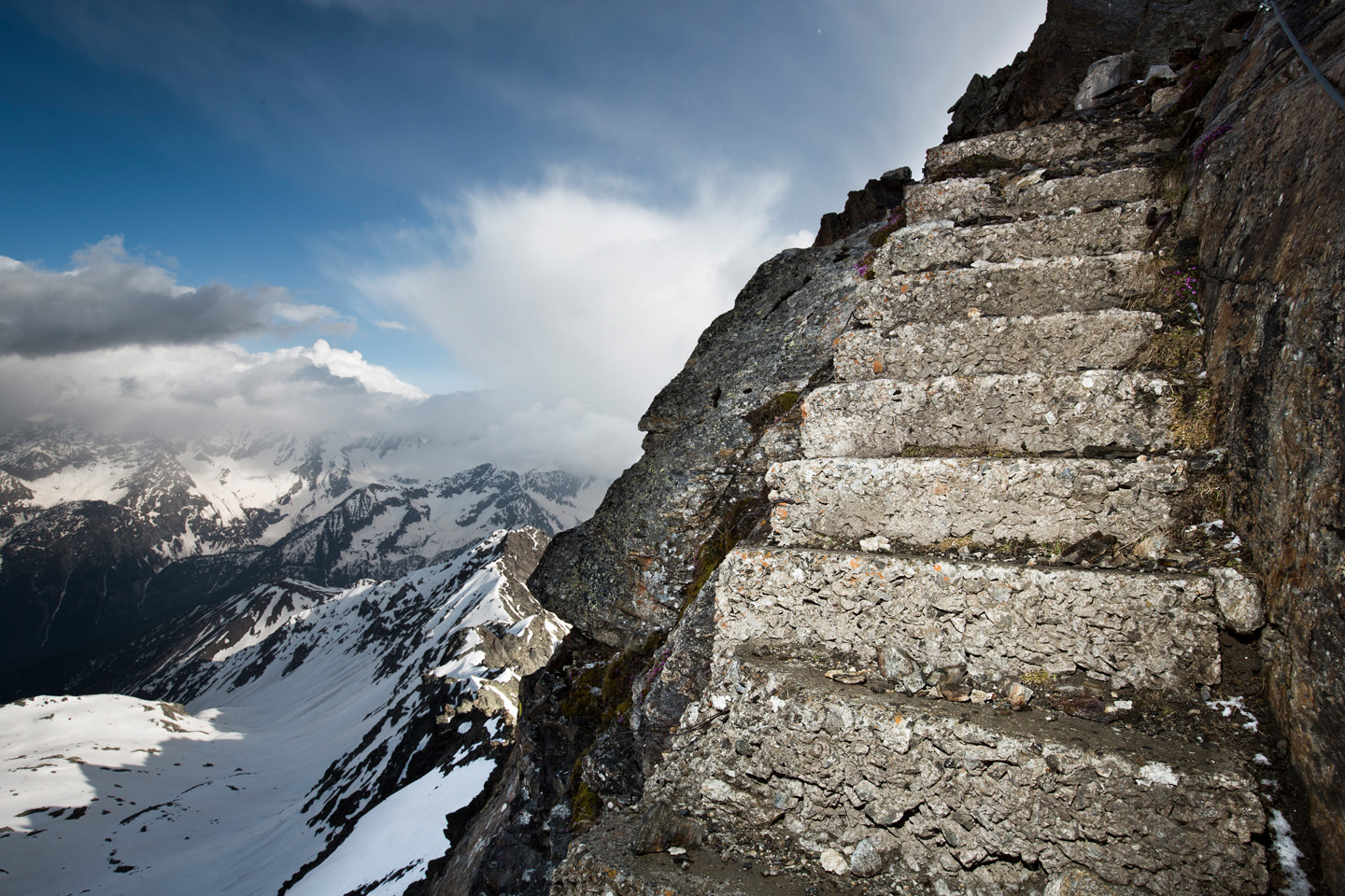 Torrione di Albiolo concrete steps built during the WWI